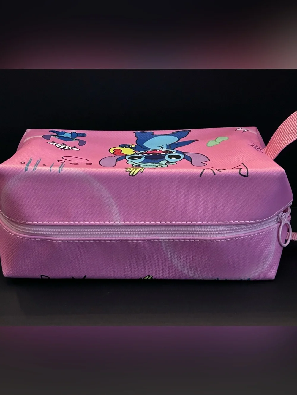 Stitch Pink and Blue Design Zipper School Supplies or Cosmetic Pouch Zip Bag